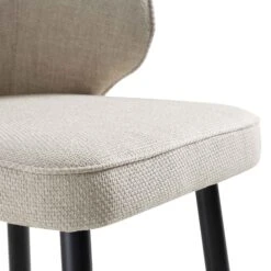 Langham Set Of 2 Oatmeal Woven Fabric Upholstered Carver Counter Stools -Daals BCH 2170 TAUPE WOV 2P detail2