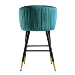 Langham Set Of 2 Teal Velvet Upholstered Carver Counter Stools -Daals BCH 2170 TEAL VEL 2P WB7