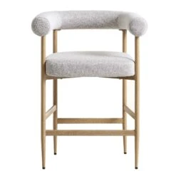 Fulbourn Beige Woven Counter Stool With Natural Wood Effect Legs -Daals BCH 2171 BEIGE WOV NAT WB1