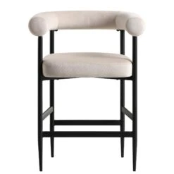 Fulbourn Champagne Velvet Counter Stool With Black Legs -Daals BCH 2171 CHAMP VEL BLACK WB1