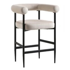 Fulbourn Champagne Velvet Counter Stool With Black Legs -Daals BCH 2171 CHAMP VEL BLACK WB2