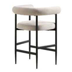 Fulbourn Champagne Velvet Counter Stool With Black Legs -Daals BCH 2171 CHAMP VEL BLACK WB4