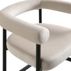 Fulbourn Champagne Velvet Counter Stool With Black Legs -Daals BCH 2171 CHAMP VEL BLACK detail1