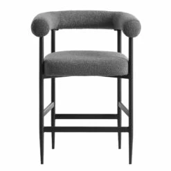 Fulbourn Charcoal Boucle Counter Stool With Black Metal Legs -Daals BCH 2171 CHARCOAL BOUCLE BLACK WB1