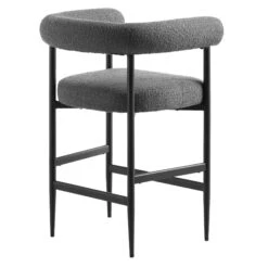 Fulbourn Charcoal Boucle Counter Stool With Black Metal Legs -Daals BCH 2171 CHARCOAL BOUCLE BLACK WB4