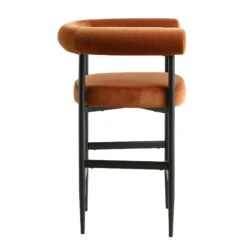 Fulbourn Rust Velvet Counter Stool With Black Legs -Daals BCH 2171 RUST VEL BLACK WB3