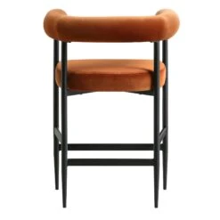 Fulbourn Rust Velvet Counter Stool With Black Legs -Daals BCH 2171 RUST VEL BLACK WB5
