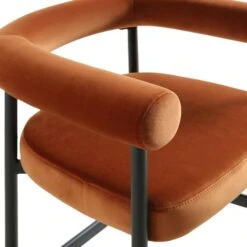 Fulbourn Rust Velvet Counter Stool With Black Legs -Daals BCH 2171 RUST VEL BLACK detail1