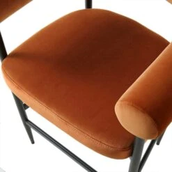 Fulbourn Rust Velvet Counter Stool With Black Legs -Daals BCH 2171 RUST VEL BLACK detail2