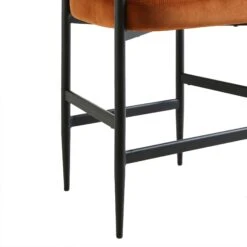Fulbourn Rust Velvet Counter Stool With Black Legs -Daals BCH 2171 RUST VEL BLACK detail4