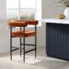 Fulbourn Rust Velvet Counter Stool With Black Legs