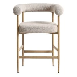 Fulbourn Taupe Boucle Counter Stool With Natural Wood Effect Legs -Daals BCH 2171 TAUPE BOUCLE NAT WB1