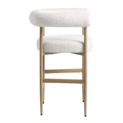 Fulbourn White Boucle Counter Stool With Natural Wood Effect Legs -Daals BCH 2171 WHITE BOUCLE NAT WB3
