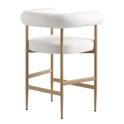 Fulbourn White Boucle Counter Stool With Natural Wood Effect Legs -Daals BCH 2171 WHITE BOUCLE NAT WB4