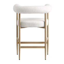 Fulbourn White Boucle Counter Stool With Natural Wood Effect Legs -Daals BCH 2171 WHITE BOUCLE NAT WB5
