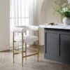 Fulbourn White Boucle Counter Stool With Natural Wood Effect Legs
