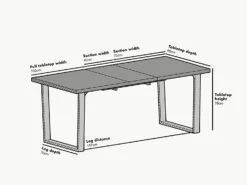 BERN 6-8 Seater Dark Oak Extending Dining Table With Metal Legs -Daals BSD 002 CHART