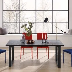 BERN 6-8 Seater Dark Oak Extending Dining Table With Metal Legs -Daals BSD 002 WALNUT scene4