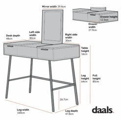 Selwyn Oak Effect Console Dressing Table -Daals BSD 062 CHART