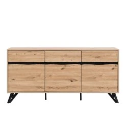 Weston Oak Effect 3 Door 3 Drawer Large Sideboard -Daals BSD 077 OAK WB1