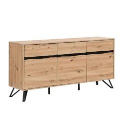 Weston Oak Effect 3 Door 3 Drawer Large Sideboard -Daals BSD 077 OAK WB2