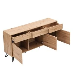 Weston Oak Effect 3 Door 3 Drawer Large Sideboard -Daals BSD 077 OAK WB4