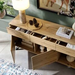 Weston Oak Effect 3 Door 3 Drawer Large Sideboard -Daals BSD 077 OAK scene2