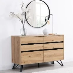 Weston Oak Effect 6 Drawer Chest Of Drawers -Daals BSD 080 OAK scene4