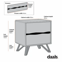 Weston Oak Effect 2 Drawer Bedside Table -Daals BSD 081 CHART
