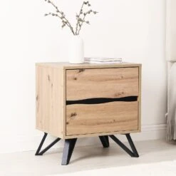 Weston Oak Effect 2 Drawer Bedside Table -Daals BSD 081 OAK scene3