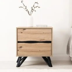 Weston Oak Effect 2 Drawer Bedside Table -Daals BSD 081 OAK scene4