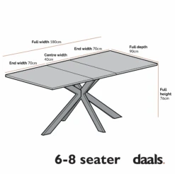 Varden Black Ceramic Extending Dining Table -Daals BSD 087 CHART
