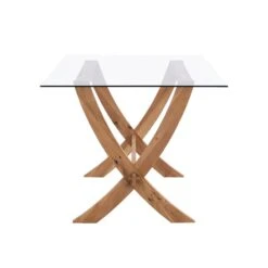 Lugano 160cm Rectangular Glass Top Solid Oak Legs Dining Table 12 Lugano 160cm Rectangular Glass Top Solid Oak Legs Dining Table -Daals BSD 088 OAK WB2
