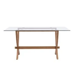 Lugano 160cm Rectangular Glass Top Solid Oak Legs Dining Table 14 Lugano 160cm Rectangular Glass Top Solid Oak Legs Dining Table -Daals BSD 088 OAK WB3