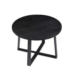 BERN Extending Round Dining Table With Metal Legs, Black -Daals BSD 092 BLACK WB3