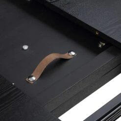 BERN Extending Round Dining Table With Metal Legs, Black -Daals BSD 092 BLACK detail2