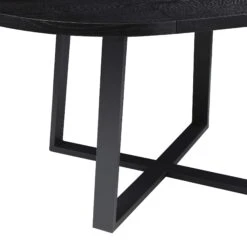 BERN Extending Round Dining Table With Metal Legs, Black -Daals BSD 092 BLACK detail3