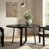 BERN Extending Round Dining Table With Metal Legs, Black