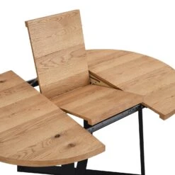 BERN Extending Round Dining Table With Metal Legs, Oak -Daals BSD 092 OAK detail1
