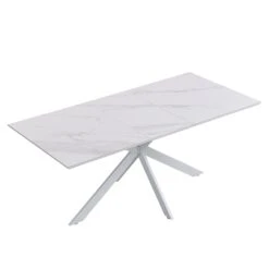 Varden White Ceramic Extending Dining Table -Daals BSD 094 WHITE WB1