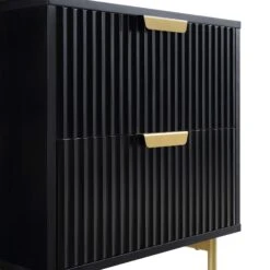 Richmond Ridged 2 Drawer Bedside Table, Matte Black -Daals BSD 105 BLACK detail1