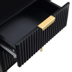 Richmond Ridged 2 Drawer Bedside Table, Matte Black -Daals BSD 105 BLACK detail2