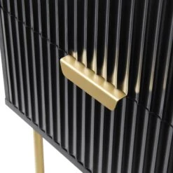 Richmond Ridged 2 Drawer Bedside Table, Matte Black -Daals BSD 105 BLACK detail3