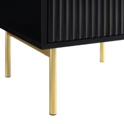 Richmond Ridged 2 Drawer Bedside Table, Matte Black -Daals BSD 105 BLACK detail4