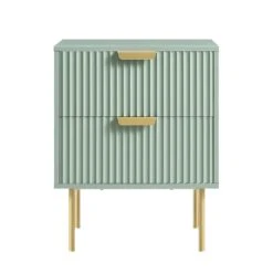 Richmond Ridged 2 Drawer Bedside Table, Matte Sage Green -Daals BSD 105 SAGE WB1