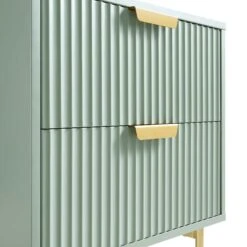 Richmond Ridged 2 Drawer Bedside Table, Matte Sage Green -Daals BSD 105 SAGE detail1