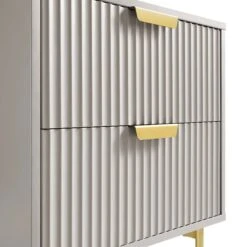 Richmond Ridged 2 Drawer Bedside Table, Matte Taupe -Daals BSD 105 TAUPE detail1