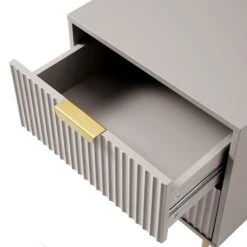 Richmond Ridged 2 Drawer Bedside Table, Matte Taupe -Daals BSD 105 TAUPE detail2