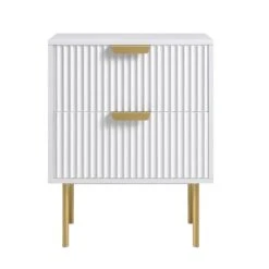 Richmond Ridged 2 Drawer Bedside Table, Matte White -Daals BSD 105 WHITE WB1