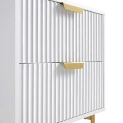 Richmond Ridged 2 Drawer Bedside Table, Matte White -Daals BSD 105 WHITE detail1